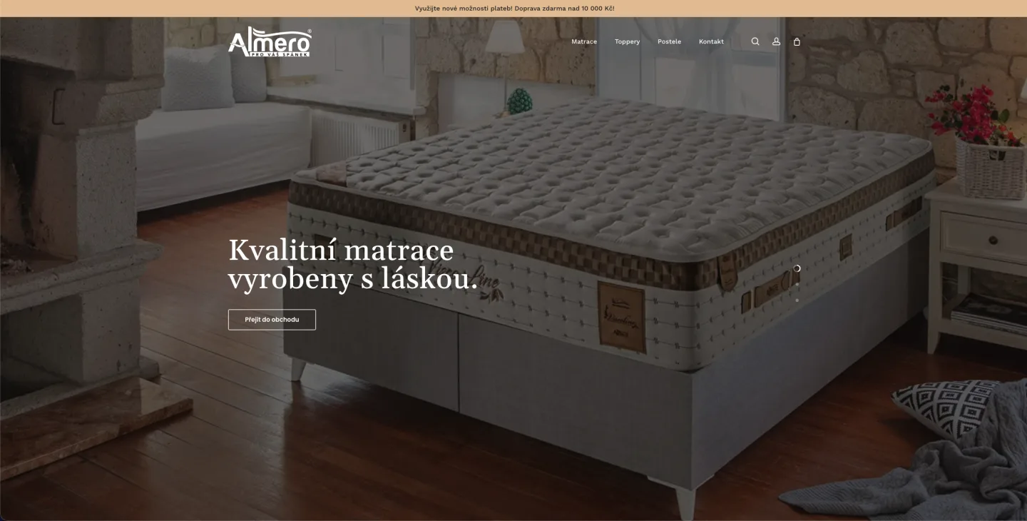 Screenshot webu Almero Matrace