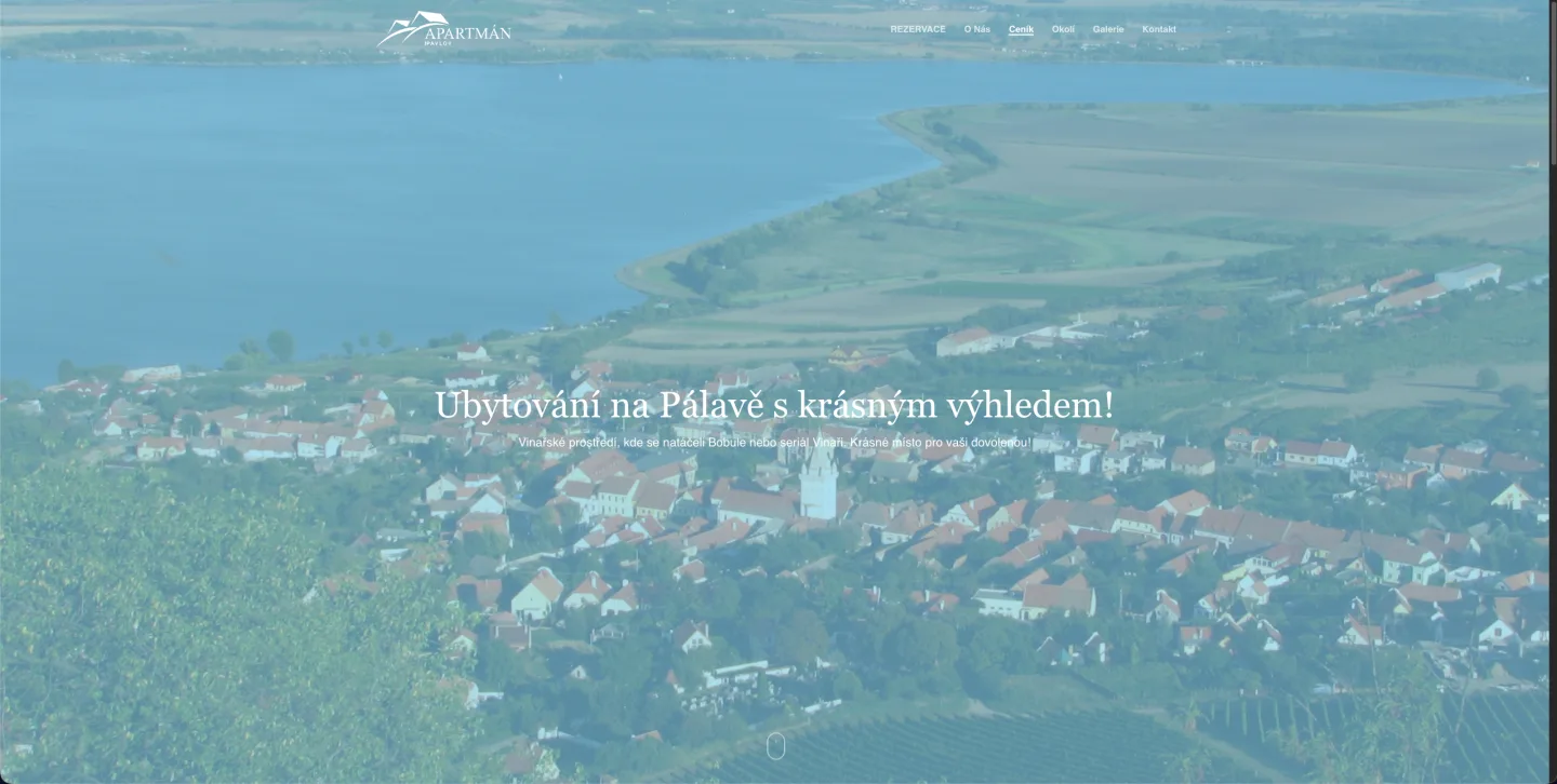 Screenshot webu Apartmán Pavlov