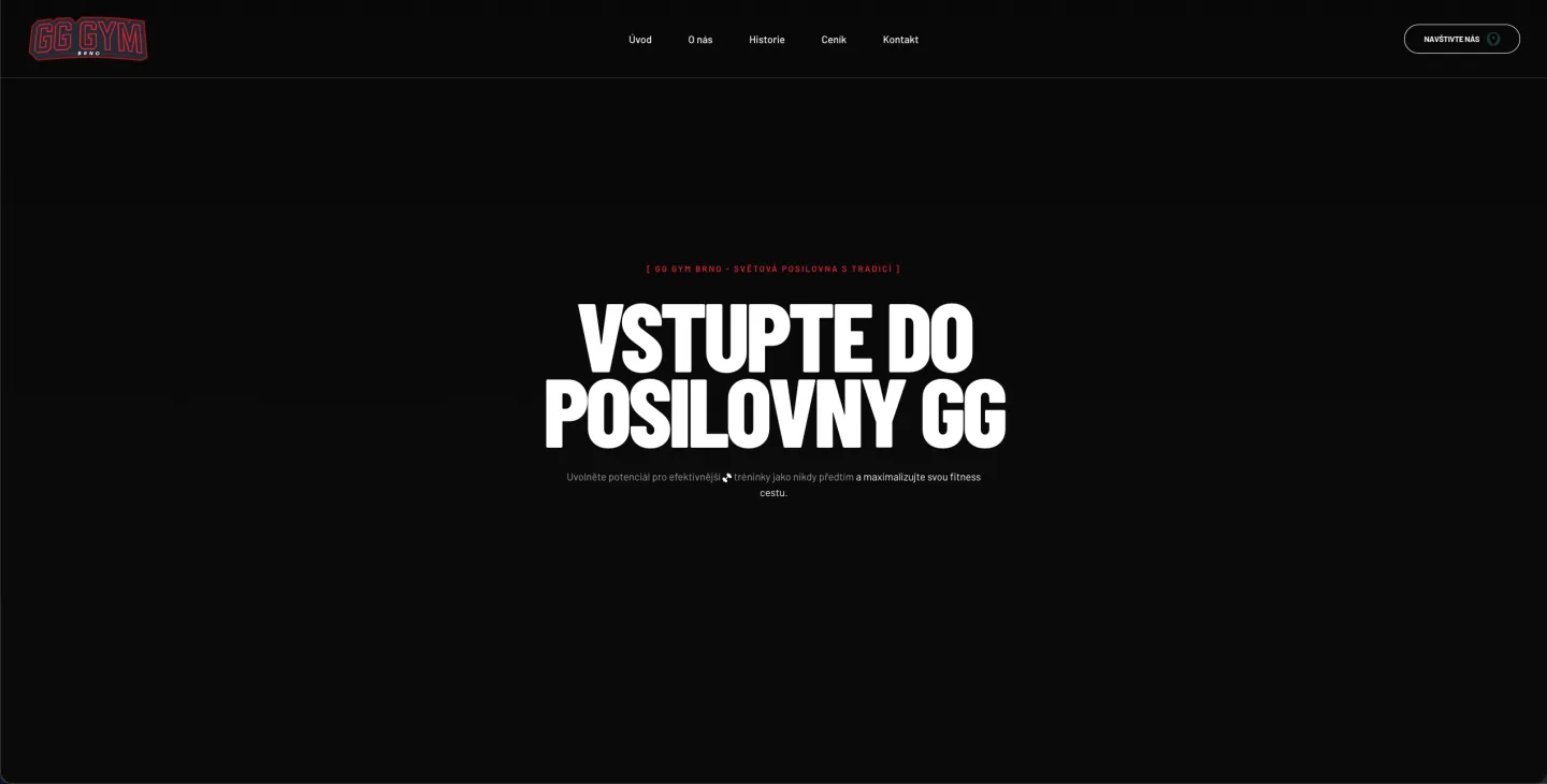 Screenshot webu GG Gym Brno