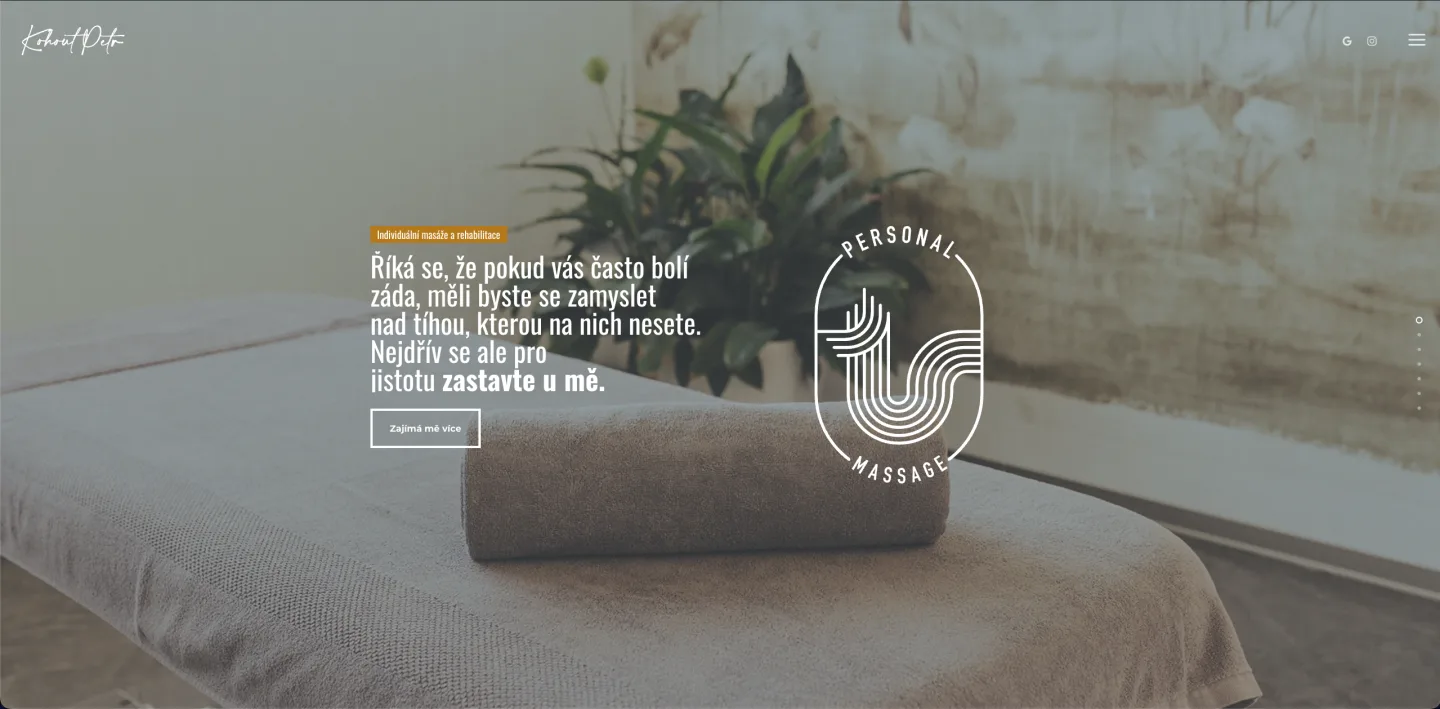 Screenshot webu Kohout Petr