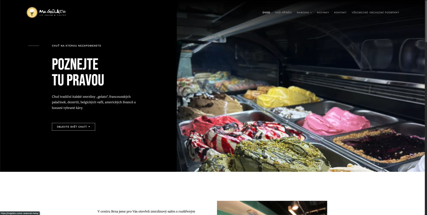 Screenshot webu Mr. Gelato