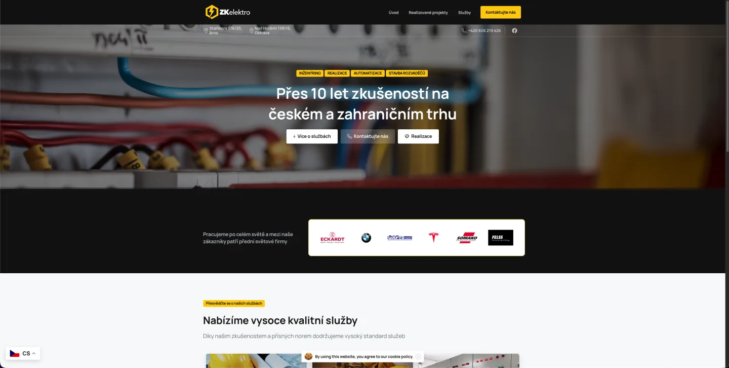 Screenshot webu ZK Elektro